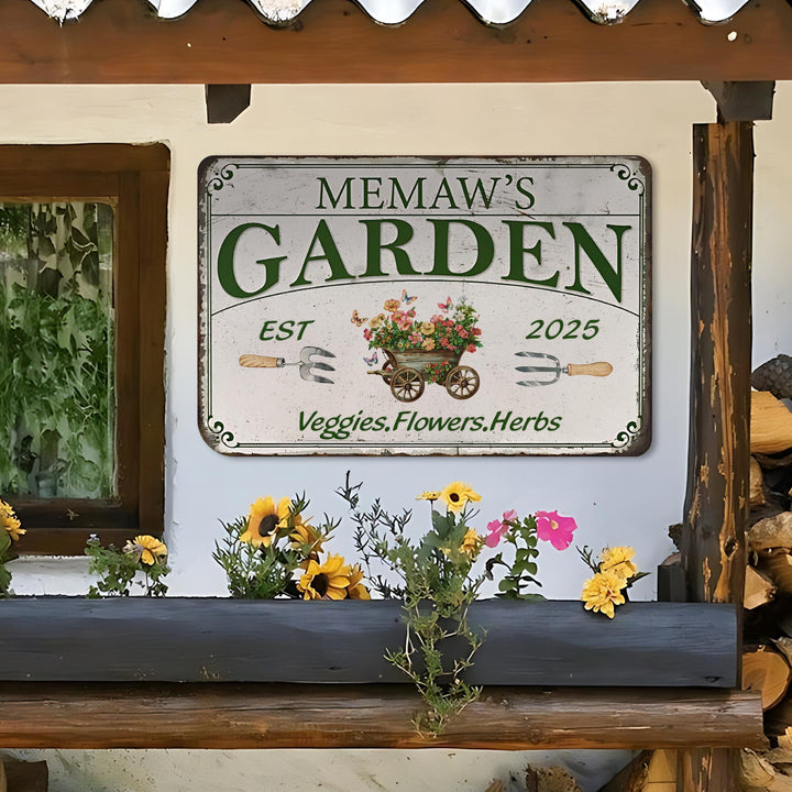 Personalized Garden Sign with Stake, Custom Metal Garden Name Sign, Flower with Stakes Garden Sign, Garden Decor, Yard Sign, Home Gift