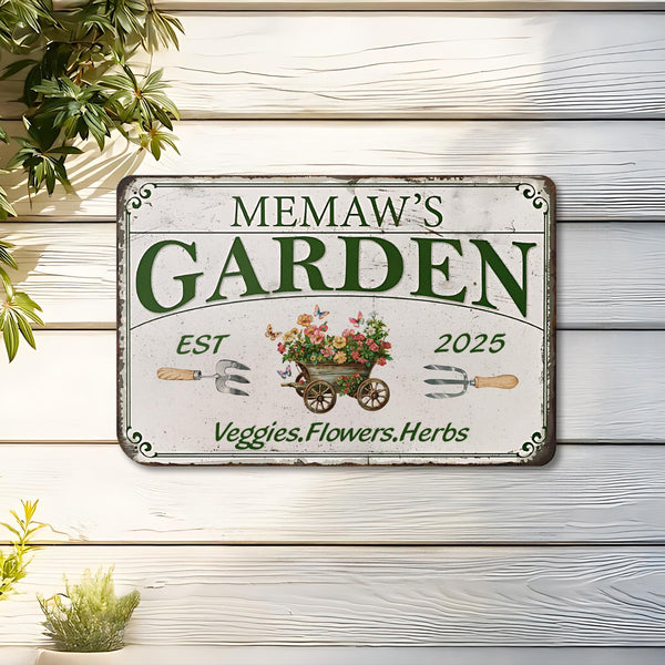 Personalized Garden Sign with Stake, Custom Metal Garden Name Sign, Flower with Stakes Garden Sign, Garden Decor, Yard Sign, Home Gift