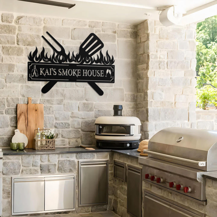 Personalized Metal Grilling Sign, Metal Grill Sign, Metal BBQ Smoker and Grill Sign, Grilling Gift for Dad, Grandpa, Outdoor Decor, BBQ Sign