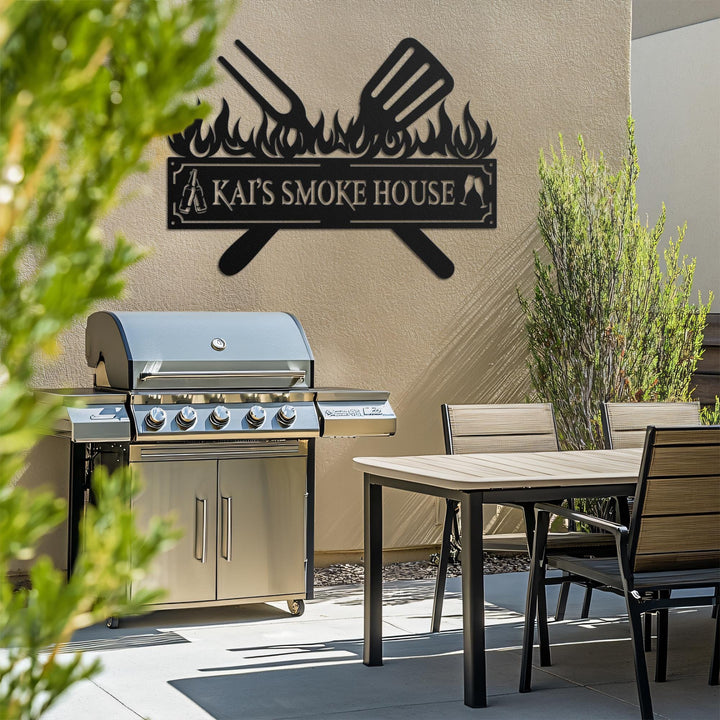 Personalized Metal Grilling Sign, Metal Grill Sign, Metal BBQ Smoker and Grill Sign, Grilling Gift for Dad, Grandpa, Outdoor Decor, BBQ Sign