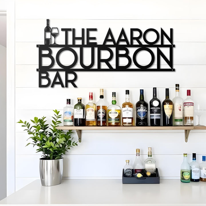 Personalized Horizontal Bar Sign Metal Wall Art, Bourbon Bar, Indoor Outdoor Home Decor, Housewarming Man Cave, Custom Bar Metal Sign