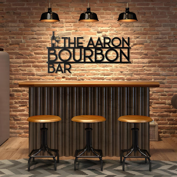 Personalized Horizontal Bar Sign Metal Wall Art, Bourbon Bar, Indoor Outdoor Home Decor, Housewarming Man Cave, Custom Bar Metal Sign