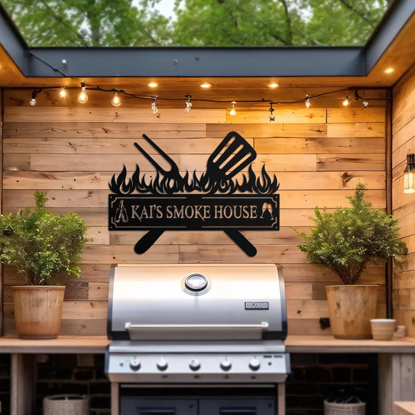 Personalized Metal Grilling Sign - Metal Grill Sign - Metal BBQ Smoker and Grill Sign - Grilling Gift for Dad, Grandpa, Papa - Outdoor Decor