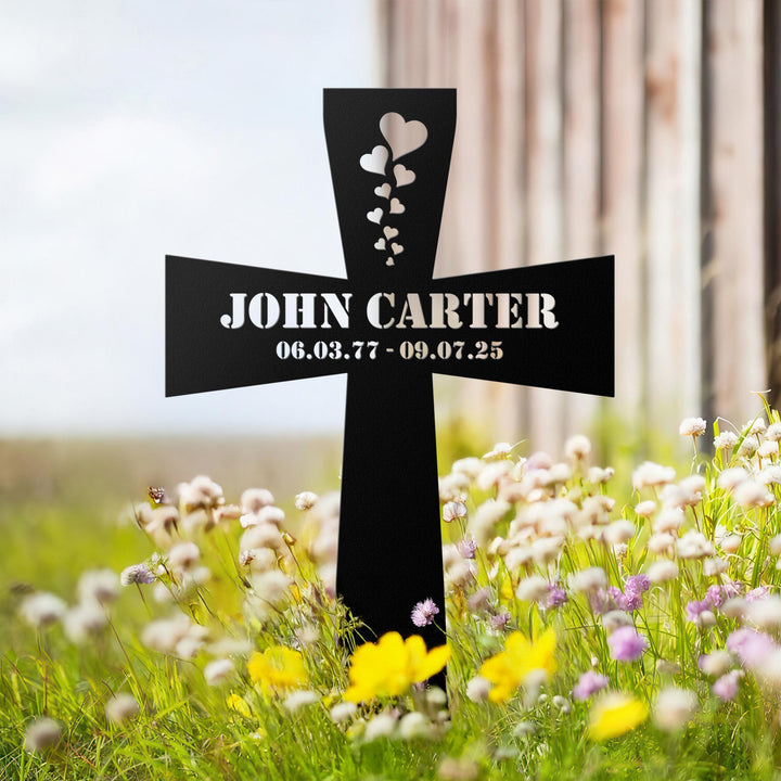 Custom Cross Memorial Metal Stake, Personalized Cross Stake, Loss Of Loved One Garden Stake, In Memory Cross, Grave Marker, Sympathy Gift