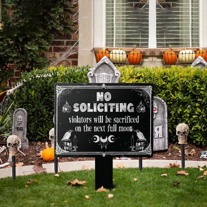 No Soliciting Yard Sign, Metal House Sign, Dark Humor No Soliciting Sign, Funny Metal Yard Stake, Outdoor Decoration, Housewarming Gifts