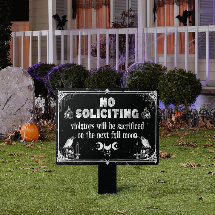 No Soliciting Yard Sign, Metal House Sign, Dark Humor No Soliciting Sign, Funny Metal Yard Stake, Outdoor Decoration, Housewarming Gifts