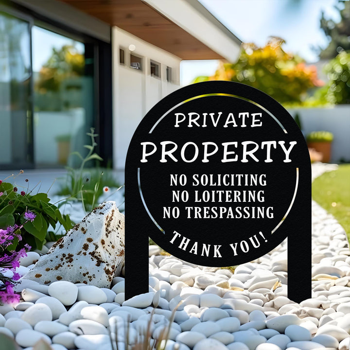 No Soliciting Yard Sign, Metal House Sign,No Soliciting Sign for Home Decor,Private Property Yard Sign, Outdoor Decoration,Housewarming Gift