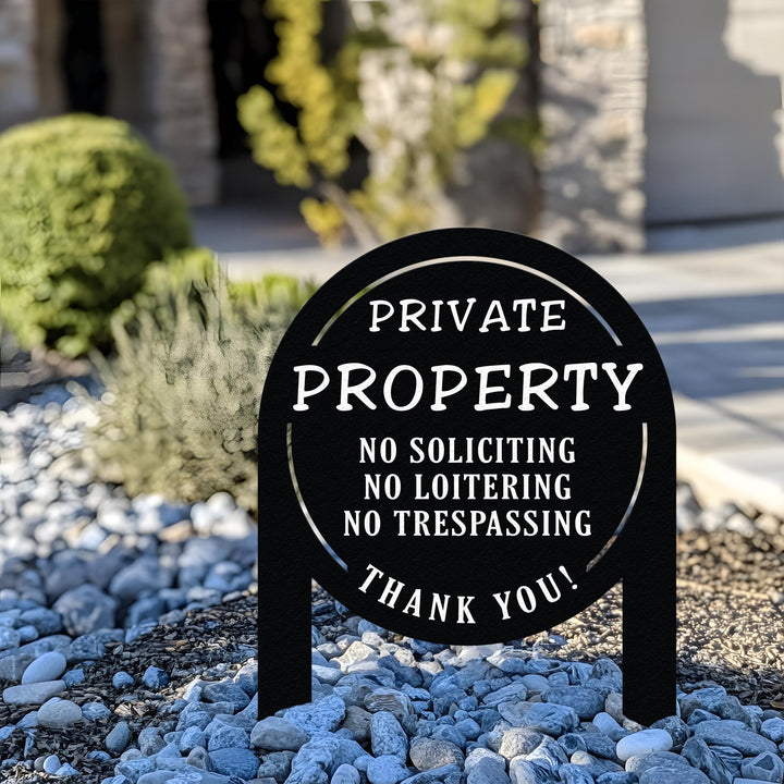 No Soliciting Yard Sign, Metal House Sign,No Soliciting Sign for Home Decor,Private Property Yard Sign, Outdoor Decoration,Housewarming Gift
