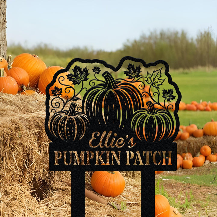 Personalized Pumpkin Garden Stake, Pumpkin Patch Garden Metal Sign, Happy Fall Decor, Thanksgiving Decor, Yard Sign, Garden Decor