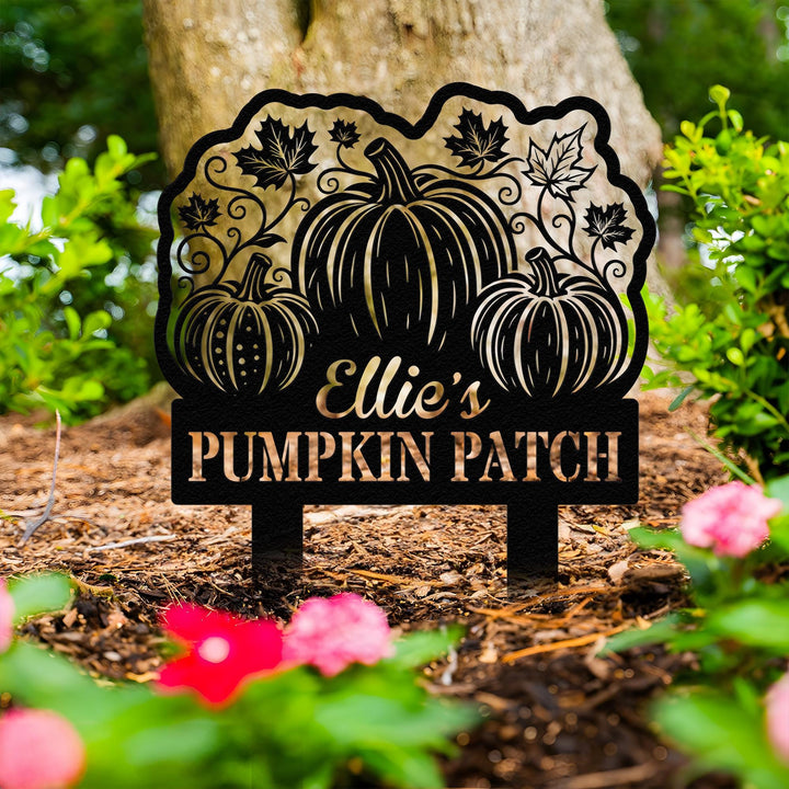 Personalized Pumpkin Garden Stake, Pumpkin Patch Garden Metal Sign, Happy Fall Decor, Thanksgiving Decor, Yard Sign, Garden Decor