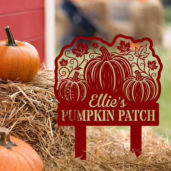 Personalized Pumpkin Garden Stake, Pumpkin Patch Garden Metal Sign, Happy Fall Decor, Thanksgiving Decor, Yard Sign, Garden Decor