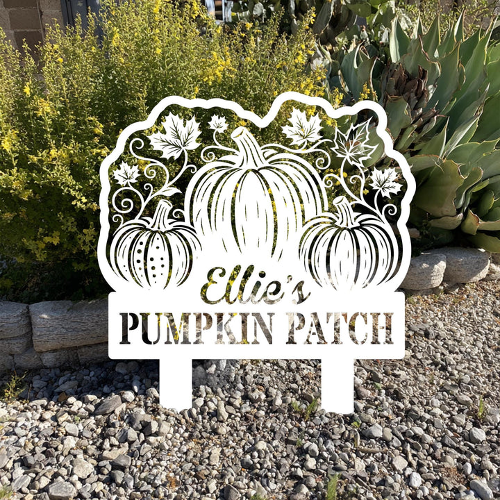 Personalized Pumpkin Garden Stake, Pumpkin Patch Garden Metal Sign, Happy Fall Decor, Thanksgiving Decor, Yard Sign, Garden Decor