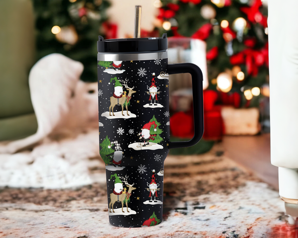 Gnomantics Scenic Yardage 40oz With Handle, Gnome Antics Cup, Holiday Christmas Gnomes Cup, Merry Christmas 40oz Tumbler With Lid and Straw