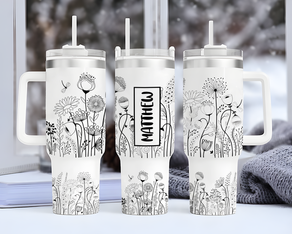 Mama Wildflowers Tumbler, 40oz Sublimation Tumbler, Floral Watercolor Tumbler, Gift For Her, Vintage Gift For Mama, Xmas Season