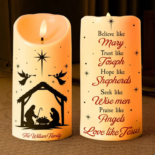 Personalized Unscented Flickering Scalloped Edge LED Pillar Candle