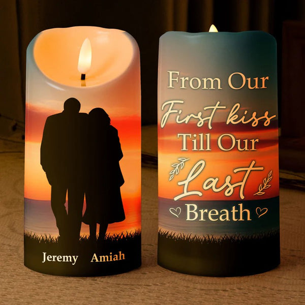 Personalized Unscented Flickering Scalloped Edge LED Pillar Candle