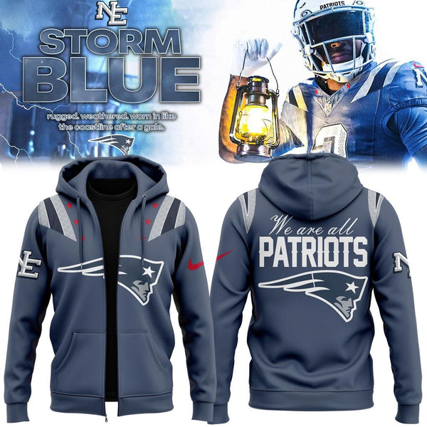 New England Patriots 2025 NFL Rivalries Nor'Easter Storm Blue Combo Zip Hoodie - RQ23