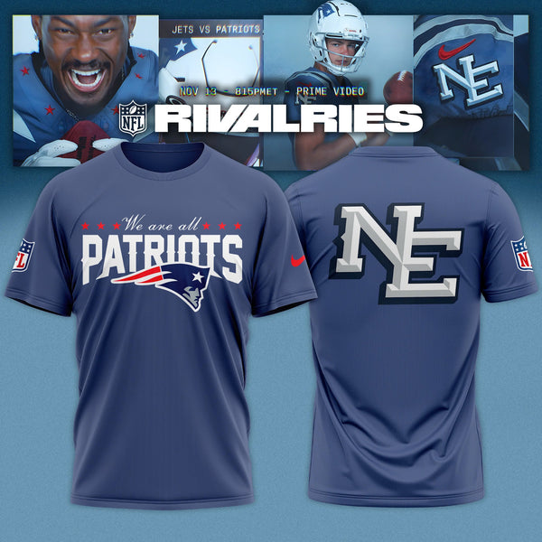New England Patriots 2025 Rivalries Nor'Easter Storm Blue T-shirt - YL67