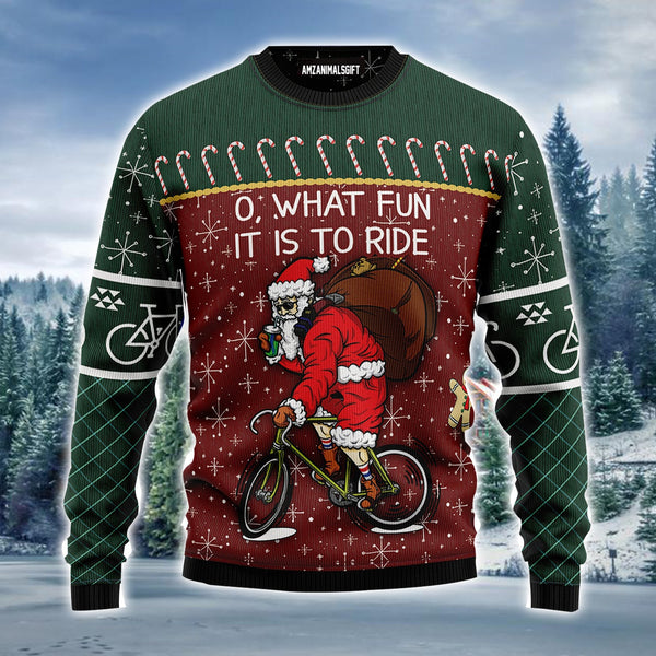 Santa Claus Ugly Christmas Sweater, Santa Cycling, Christmas Gifts Ugly Sweater For Men & Women - Best Gift For Christmas, Friends, Family