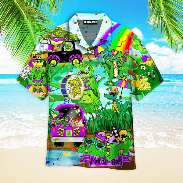 Mardi Gras Alligator Aloha Hawaiian Shirt | HW3511