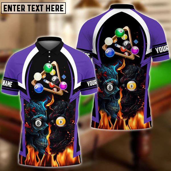 Maxcorners Billiards Skull Customized Name 3D Shirt