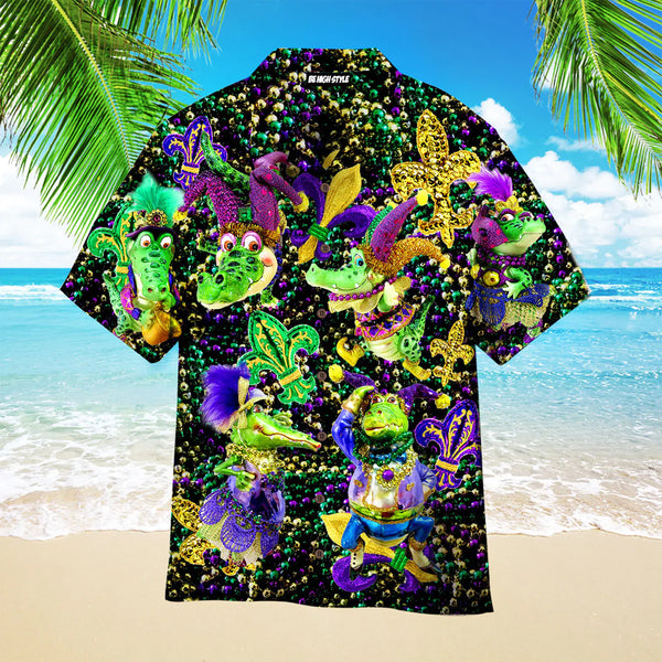 Mardi Gras Alligator Aloha Hawaiian Shirt | HW3509