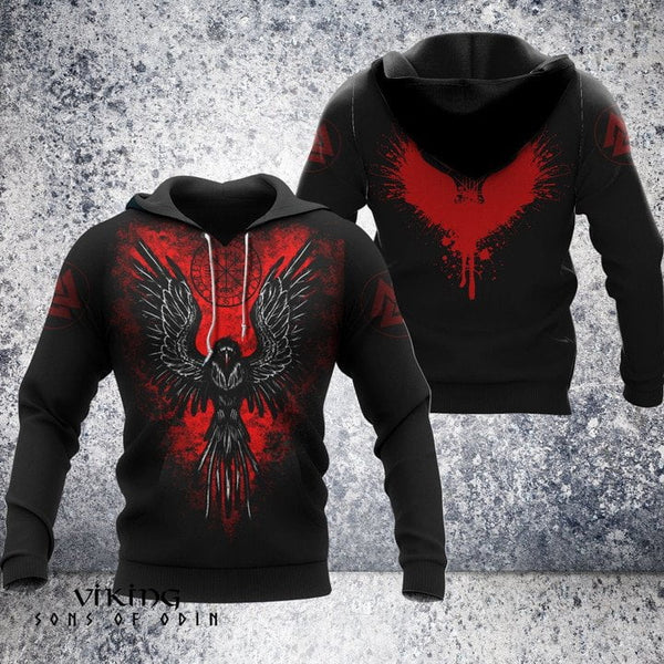 Viking Shirt Red Raven Symbol Vegvisir 3D All Over Print | Adult | HP3262