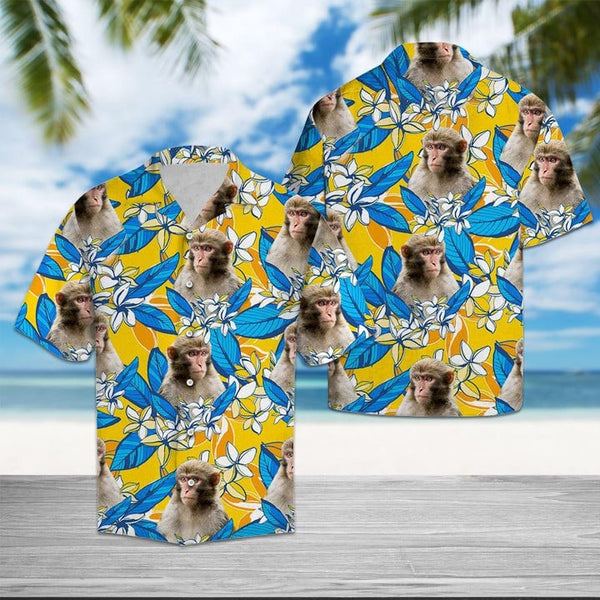 Monkey Plumeria Flowers Aloha Hawaiian Shirt | HW3403