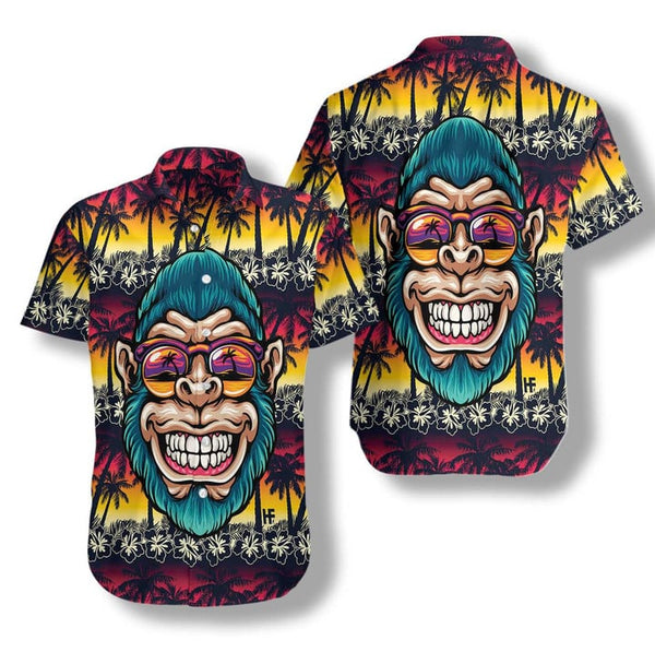 Cool Monkey Head In Paradise Hawaiian Shirt | HW3405