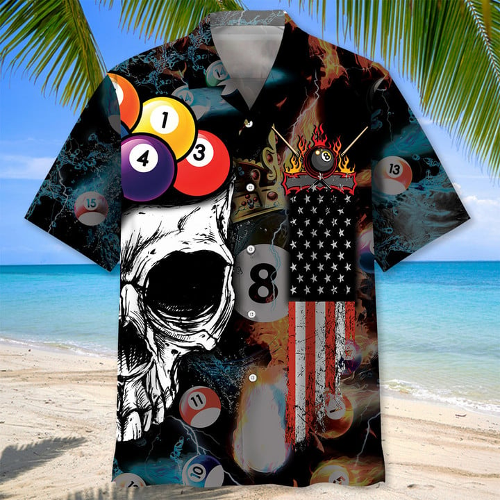 Maxcorners Billiard Skull Hawaiian Shirt