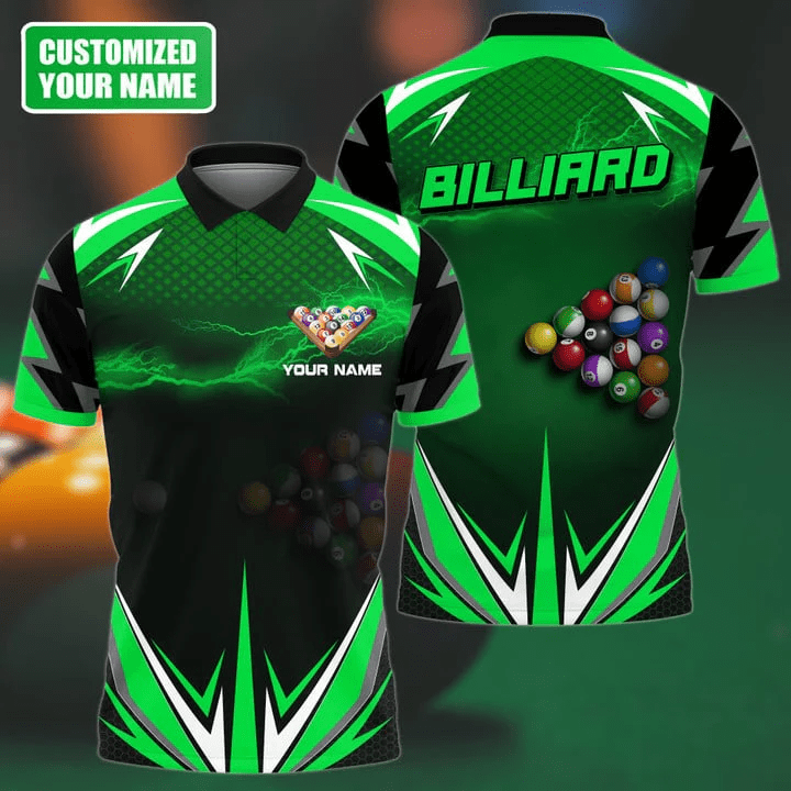 Maxcorners Personalized Name Billiard Polo Shirt for Men And Women