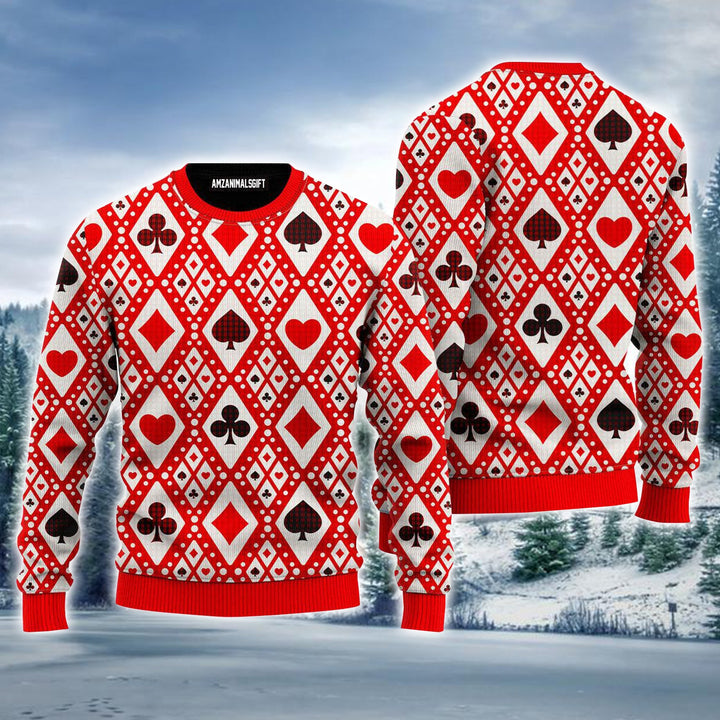 Red Seamless Playing For Xmas Pattern Ugly Christmas Sweater, Christmas Ugly Sweater For Men & Women - Perfect Gift For Christmas, Friends, Family