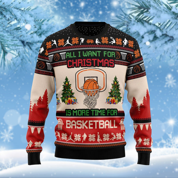 All I Want For Christmas Is Basketball Funny Ugly Christmas Sweater | Adult | US2587