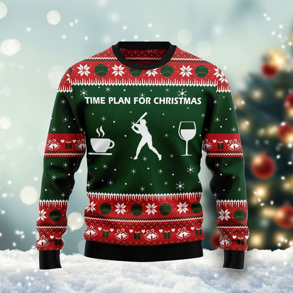 Time Plan For Christmas Baseball Ugly Christmas Sweater | Adult | US2786