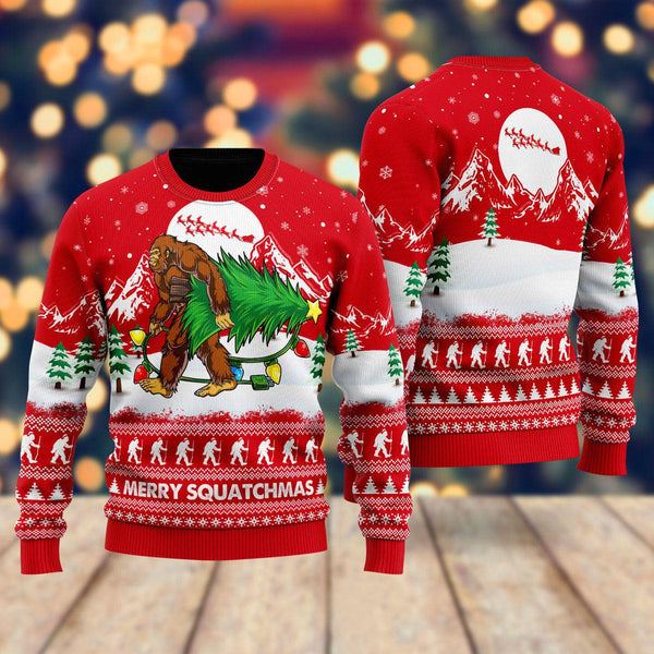 Bigfoot Mery Squatchmas Ugly Christmas Sweater | Adult | US2706