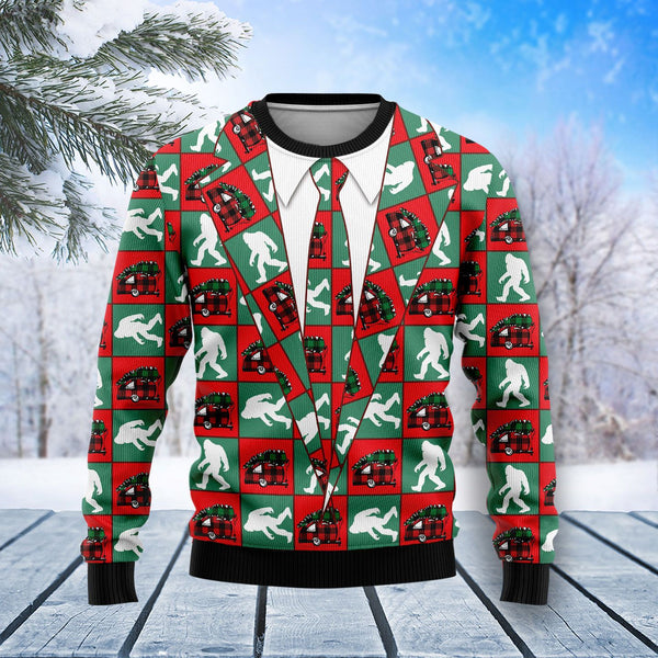 Bigfoot Camping Ugly Christmas Sweater | Adult | US2777