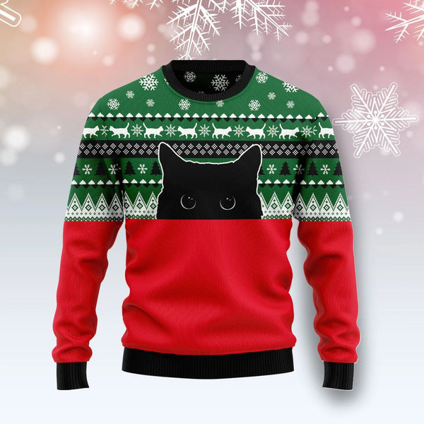 Meow Meow Black Cat Ugly Christmas Sweater | Adult | US2698