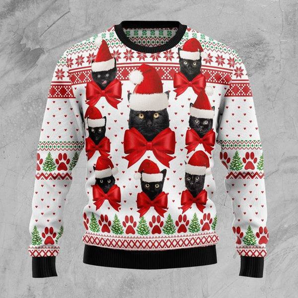 Black Cat Ball Ugly Christmas Sweater | Adult | US2755