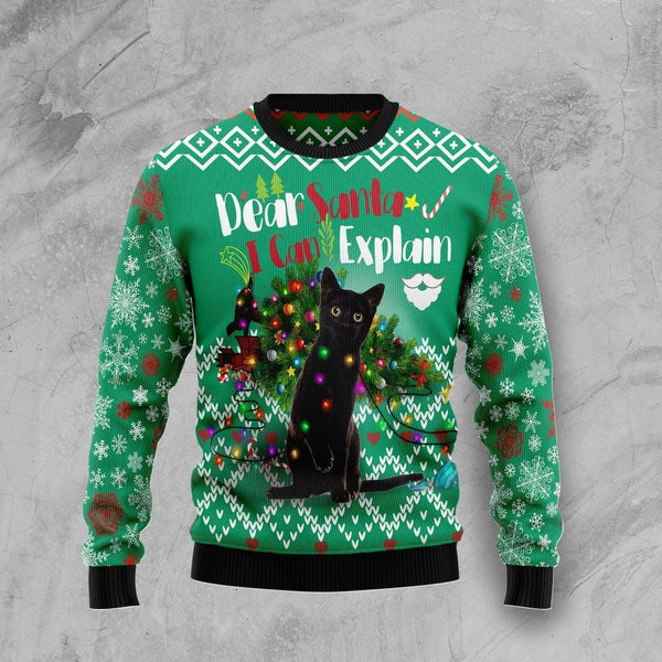 Black Cat I Can Explain Ugly Christmas Sweater | Adult | US2751