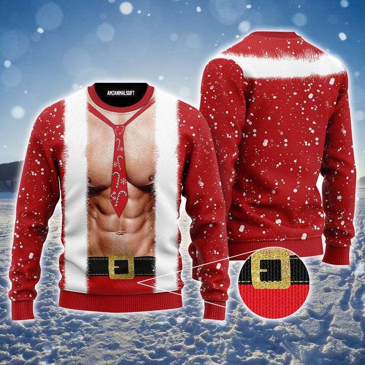 Santa Body Ugly Christmas Sweater, Snowflakes Christmas Ugly Sweater For Men & Women - Perfect Gift For Christmas, Friends, Family