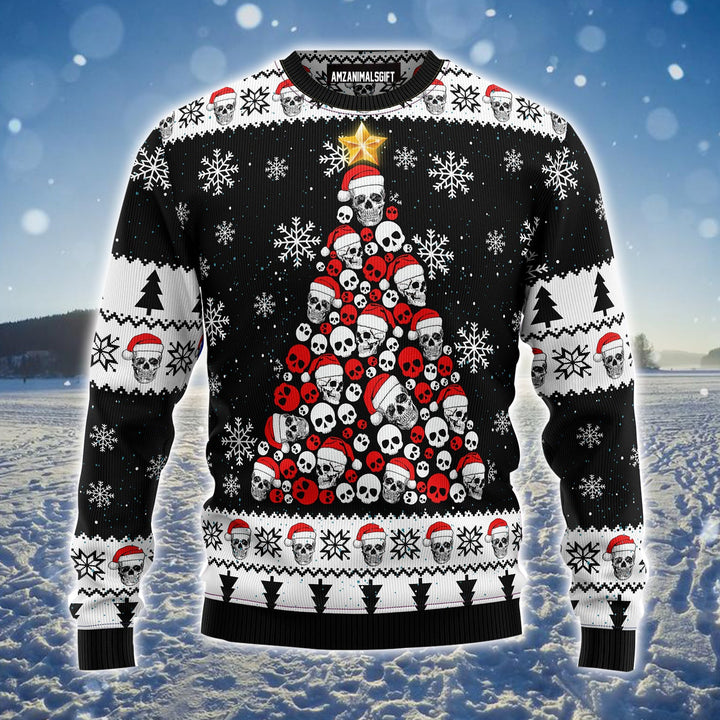 Skull Pine Tree Ugly Christmas Sweater, Christmas Pattern Ugly Sweater For Men & Women - Best Gift For Christmas, Family, Friends