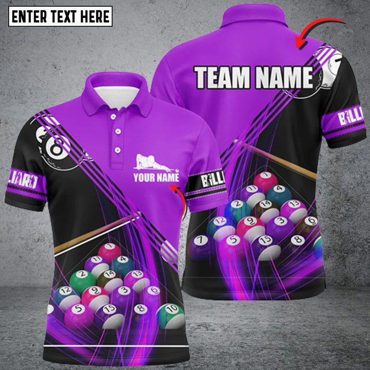 Maxcorners Billiard Balls Purple Personalized Name 3D Shirt