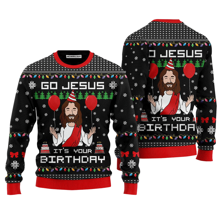 Birthday Jesus Sweater, Ugly Christmas Sweater For Men & Women, Perfect Outfit For Christmas New Year Autumn Winter