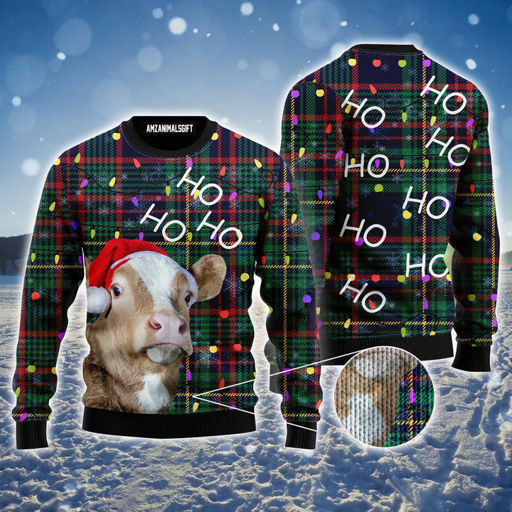 Cow Ugly Sweater, Hohoho Ugly Christmas Sweater, Funny Cow & Christmas Tree Ugly Sweater For Men & Women, Perfect Gift For Friends, Family