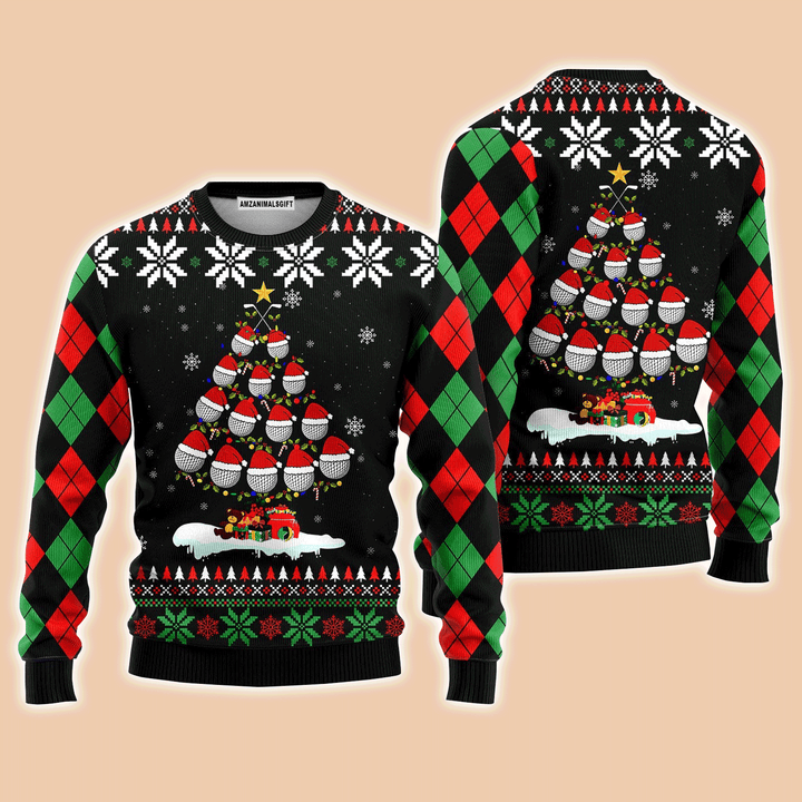 Golf Christmas Tree Snow Sweater, Ugly Sweater For Men & Women, Perfect Outfit For Christmas New Year Autumn Winter