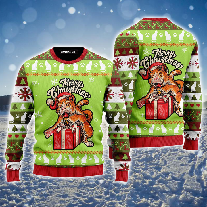 Cat Ugly Sweater, Funny Cat Merry Christmas Ugly Sweater For Men & Women, Perfect Gift For Christmas, Friends, Family