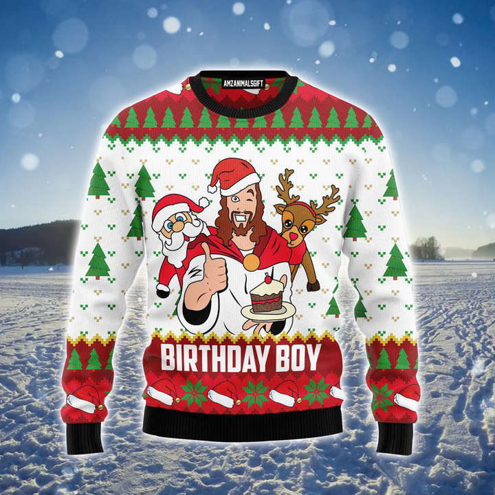 Jesus Birthday Ugly Sweater, Jesus & Christmas Ugly Sweater, Jesus Birthday Boy Ugly Christmas Sweater For Men & Women, Perfect Gift For Christian, Christmas