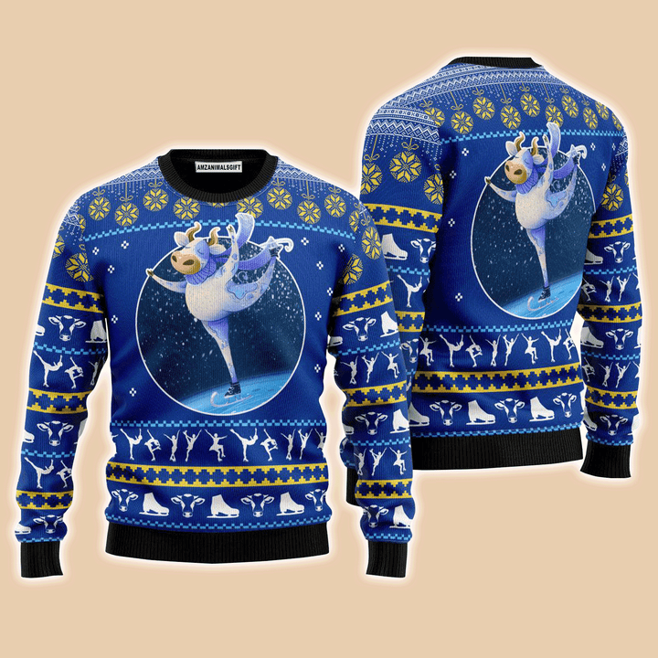 Cows Ice Skating Ugly Christmas Sweater, Ugly Sweater For Men & Women, Perfect Outfit For Christmas New Year Autumn Winter