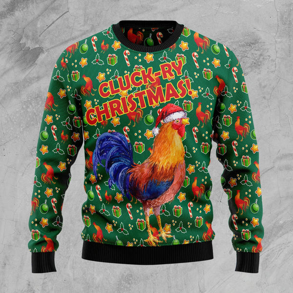 Cluck-ry Christmas Funny Ugly Christmas Sweater | Adult | US2615