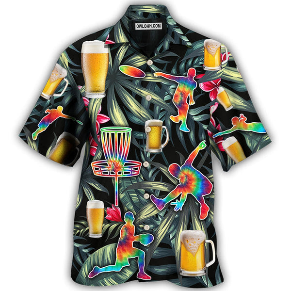 Beer And Disc Golf Tropical Flower Tie Dye Hawaiian Shirt | HW3426